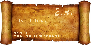 Erber Ambrus névjegykártya